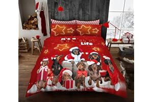 GC GAVENO CAVAILIA Christmas Duvet Cover - Xmas Santa Bedding Double Bed Set With Pillowcases - Poly Cotton Double Duvet Set (200x200 cm) - Soft Easy Care Bed Linen - Xmas Gift For Lovers