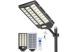 Gefolly SL-8700W Lampione Solare LED Esterno, 680000LM Faro Stradale con Pannello Solari con Sensore di Movimento, 6500K IP67 Impermeabile Faretti LED Esterno Solare per Giardino Sentieri