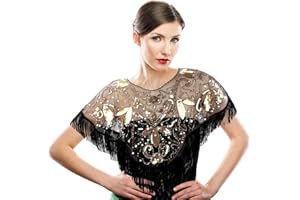 GADITIEK Femme Étole en Sequin et Châle, Boléro et Châle pour Robes de Soirée et de Mariage, Châle Années 20 Femme Gatsby, Élégante Cape Douce Cardigan Vintage 1920's Étole