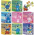 JXJMYU 24PCS 9"x6" Cartoon Stitch Make-a-face Stickers for Kids Teens, Mixed & Matched with 8 Designed Characters Stickers for Party Decoration, Reward, Decor, Gift Idea
