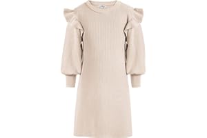 Danna Belle Strickkleid Mädchen 6-12 Jahre Rüschen Pullover Kleid Herbst Winter Kleid Langarm Kinder Mädchen Kleid Festliches
