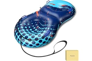 UOLUUK Snow Tube with Towable Tow Rope, 2 Person Heavy Duty Inflatable Sled for Kids & Adults Premium Abrasion-Resistant Thickened Bottom Sledding Tubes for Winter Outdoors Double Patch Kit Included