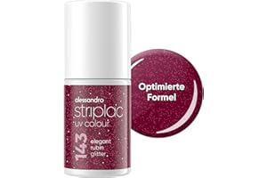 ‎ALESSANDRO alessandro Striplac UV-Nagellack Elegant Rubin Shimmer - Deckend & Kratzfest bis zu 15 Tage - Leichtes Auftragen - Schonende Abziehtechnologie - Vegan - Rot, 6,5ml