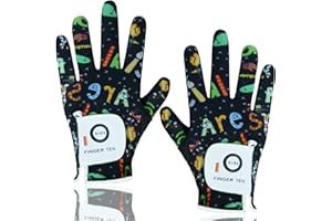 FINGER TEN Guanti da golf per bambini, per tutte le stagioni, morbidi, per mano sinistra e destra, con impugnatura antipioggia, traspiranti, per ragazze e ragazzi, resistenti all'usura, antiscivolo,