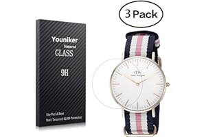 Youniker Osłona ekranu do zegarka DW ze szkła hartowanego, kompatybilna z Daniel Wellington, folie, odporne na zarysowania, odciski palców, bez pęcherzyków powietrza, etui, 36 mm