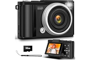 ZMOQNG 4K 64MP Digitalkamera mit 32 GB TF-Karte, 180° Drehbildschirm Autofokus Kamera Fotoapparat mit Makrofunktion und 16-fachem Digitalzoom Kompaktkamera mit USB-Kabel für Teenager Junge Mädchen 8-16 Jahre