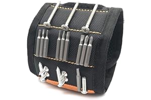 KIBON Bracelet magnétique, ceinture à outils avec 15 aimants puissants pour tenir les outils, clous, forets, gadgets, meilleur cadeau pour homme