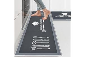 ‎PQCXXA PQCXXA 2 Stück Küchenteppiche und Teppiche Öl aufnehmen Küche Matten Fußmatte Teppich Set für Küche, Wäscherei,Wohnzimme (Cookware, 40x120cm+40x60cm)