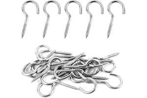 BOUMVID 10 Pièces Crochets à Visser Inox 304, M4 x 50mm Crochets Muraux à visser, Crochets à vis de plafond, Crochet a Visser Métal pour Accrocher Lumières, Cordes, Plantes, Mural, Tasses, Chapeaus