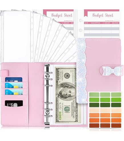 Taope Budgetplanner, A6, geldorganizer met zachte tas, ringband met 6 gaten, notitieboek, cash stuffing, huishoudboek met geldvakken, vlinder, violet Taope Budgetplanner, A6, geldorganizer met zachte tas, ringband met 6 gaten, notitieboek, cash stuffing, huishoudboek met geldvakken, vlinder, violet