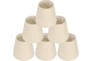 HERCHR Paralumi per Lampade, 6 Pezzi Beige Paralume Copri Lampadine, Paralume in Tessuto, Paralume Lampada Ricambio per Candela Lampadario, Paralumi Lampadari Stile Nordico 14×9×13cm