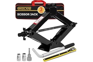 GADLANE Scissor Jack Kit - 3 Ton Portable Heavy Duty Car Jack Kit with Socket Drill Adapter, Extendable Wrench, Ratchet for Easy Lifting Cars/SUVS/Sedans, Storage Bag (Lifting Range: 3.9-15.3")