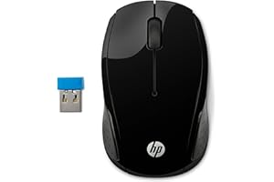 HP 200 - Ratón Inalámbrico (1000 dpi, Puerto USB, 2 Botones y Rueda de Desplazamiento, 12 Meses Duración Batería, Windows 7 y
