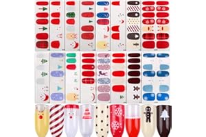 FLOFIA 16 Hojas Pegatinas Uñas Navidad Decorativas Adhesivas Nail Stickers Full Cover Etiqueta Adhesiva Uñas Cubierta Completa Calcomanías Etiqueta Engomada Uñas Autoadhesivas para Arte de Uñas DIY