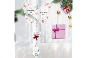 TheGiffter Wedding Gifts, 2025 Mr and Mrs Crystal Suncatcher Ornament Presents, Engagement Wedding Bauble Gifts for Couples, Wife and Husband, for Couple
