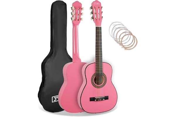 3rd Avenue Guitare Classique Pour Enfants Taille 1/4 Avec Cordes En Nylon Espagnol Pour Débutant - 6 Mois De Cours Gratuits, Sac, Cordes - Rose