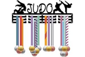 CREATCABIN Porta Medaglie Judo Porta Medaglie Espositore Medaglie Sportive da Appendere Premi Metallo Montaggio A Parete Decorazioni per La Casa Regalo per Uomini Donne Atleti Giocatore 40x15cm