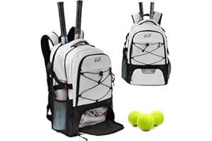 WOLT Tennis Bag Large Tennis Racket Backpack for Women Men, Holds 2 Racquets with Shoe Compartment Fits Badminton Pickleball Squash Racket