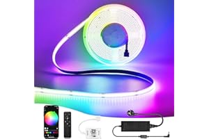 SUBOSI 10 m WiFi inteligentna taśma LED COB RGB LED Strip łańcuch świetlny 576 LED/M 5760 LED 24 V taśma świetlna współpracuje z Google Home Assistant/Alexaz, możliwość ściemniania, możliwość odkształcenia,
