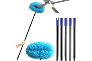 FASTDEPLE Plumeau Télescopique de 210 CM Long, Lavable Plumeau Poussière Microfibre, Plumeau Poussière Télescopique pour Plafonds, Ventilateur de Plafond, Toile d'Araignée, Meubles, Stores