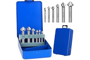 LYPPUL Fraise Metal Fraise à Chanfreiner, Lot de 6 Chanfreiner HSS DIN 335 C 90 Degrés, Titane Metaux Chanfreiner Outil de Vis,Fraise à Noyer, Ø 6.3/8.3/10.4/12.4/16.5/20.5mm pour Bois Métal PVC