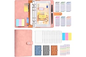 ‎L LONGANCHANG Budget Planner Deutsch - A6 PU Leder Budget Binder Geld Organizer Sparen - Finanzplaner Cash Stuffing Haushaltsbuch mit Geldfacher - Budgetplaner Sparbuch mit Folien für Sinking Funds , Rosa