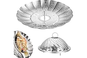 ANCUIOYZ Vapeur Pliable en Acier Inoxydable, Grille De Cuisson à La Vapeur De Qualité Alimentaire, Panier à Vapeur Pliable Utilisé pour Différentes Tailles De Casseroles, Convient à La Cuisson Toutes Sortes