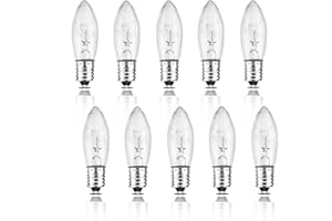 Liuyife 10 Stück 34V 3W Ersatzbirnen Für Weihnachtsschwibbögen, Dekorative Glühbirnen Mit E10-Schraubsockel, Warmweißes Licht 2700K, Geeignet Für Weihnachtspyramiden, Weihnachtskranzbeleuchtung