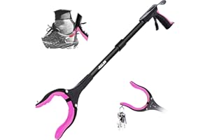 Jellas Pinza Telescopica, 80 cm Pinza Telescopica Pieghevole, Pinza Prensile, Raccoglitore di Immondizia, Pinza Morsetto in Gomma (Viola)