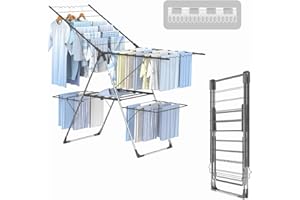 Innotic Stendibiancheria Pieghevole Portatile Stendino Verticale Salvaspazio, Acciai Inossidabili, con Accessori, per Balcone Esterno,