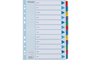 Esselte - 100165 - Intercalaires touches imprimées en Mylar - A4 - 12 Touches