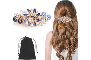 KSJEHW Blume Haarspangen, Vintage Strass Stil Barrettes, Luxus Schmuck Design Haarnadel, Metall Frühling Haarspange Clips, Haar-Accessoires für Frauen Mädchen（Blau）