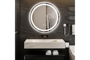 ChillCruiser 700mm Round LED Bathroom Mirror, Adjustable 3 Colour Temperature, Dimmable, Anti-Fog Lights, Wall Mounted Makeup Vanity Mirror with Smart Touch Control