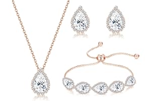 Kalvica Brud Smyckeset Roséguld 3tlg Halsband Droppörhängen Armband