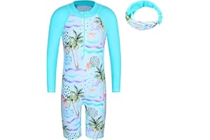 ZNYUNE Dziewczęcy jednoczęściowy kostium kąpielowy, ochrona przed słońcem, moda kąpielowa dla dzieci, długi