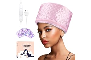 AOPOW Hair Cap Treatment Steamer - Deep Conditioning Thermal Heat Caps Electric for Afro Hair Hot Care Hat Home Spa with 2 Mode/Pink (UK Plug)