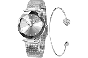 CIVO Orologio Donna Acciaio Inossidabile Set Orologi Donna Analogico Elegante Polso Orologio Stelle Donna Orologio Bracciale Donna Quarzo Regalo Donna