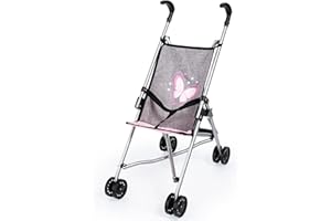 Bayer Design 30533AA Buggy, carrozzina per bambole, doppie ruote, grigio, farfalla