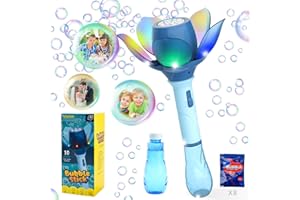 DAOUZL Lotosblume Seifenblasenmaschine Kinder, Seifenblasen Blumen Elektrisch, 10000+ Blasen/Minute, Blasenspielzeug Bubble Gun seifenblasenpistole Kinder mit Seifenblasenlösung/Akku/Licht