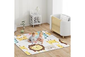 BenaRita Tappetino da gioco pieghevole per bambini in XPE Tappetino da gioco strisciante per bambini Tappetino da gioco reversibile in schiuma impermeabile (foresta di animali)