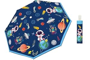 alldomess Automatic Kids Umbrella Portable, Folding Compact Kids Parasol Uv Protection for Girls Boys, Windproof Childrens Umbrella Outdoor Travel Lightweight for Toddler
