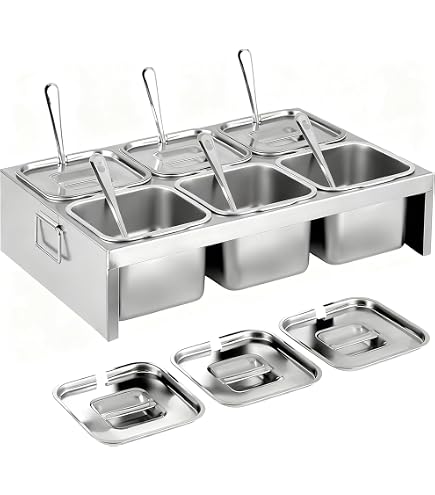GFTIME Contenitori per pizza e ingredienti, in acciaio inox con coperchio, 6 pezzi