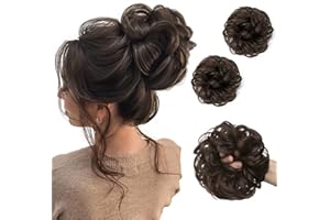 SARLA 2PCS Messy Bun Hair Pieces for Women Girls Synthetic Scrunchies Buns Extension Hairpieces Updo Pony Tail Dark Brown