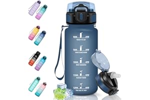 Motswedi Botella Agua, 500ml Sin BPA, Botella Agua Niños con Pajita, Reutilizable, Botella Agua Gimnasio, a Prueba de Fugas, Botella de Agua, Cantimplora para Gym, Oficina, Escuela, Yoga, Azul Oscuro