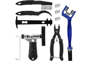 PAVLLEEN Smagliacatena Bici, Catena Bici, Smagliacatena Bici Kit con Tagliacatena Attrezzo, Catena Usura Misurazione 5 Paia Rivetti, Pinza Catena Bici, Spazzola a catena, per Catene di Biciclette 6-12 Velocità
