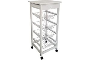 Mueble Gestion Verdulero Frutero 37x37x85cm 4 Cestas y Cajon Color Blanco