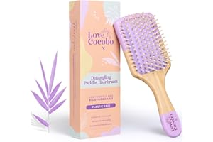 Love Cocobo | Hair Brush | PLASTIC FREE | Eco Hairbrush to Detangle Wet & Dry Long & Short Thick & Thin Hair | Curl Defining Blow Dry Paddle Brush | Bamboo Hairbrush for Wavy Curly & Straight Locks
