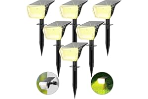Linkind 60-Led Solarlampen für außen 800Lm, Ultra-lange Leuchtdauer, Warmweiß Solar Gartenbeleuchtung mit intelligentem Entladealgorithmus, IP67 Solar Spots für Einfahrt, Vorgarten, 6 Stück
