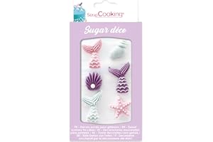 SCRAP COOKING Décosucres Sirène - Décor Sucrés pour Gâteaux, Pâtisseries,15 g - 7012