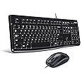 Logitech MK120 Wired Keyboard and Mouse Combo for Windows, QWERTZ German Layout - Black
